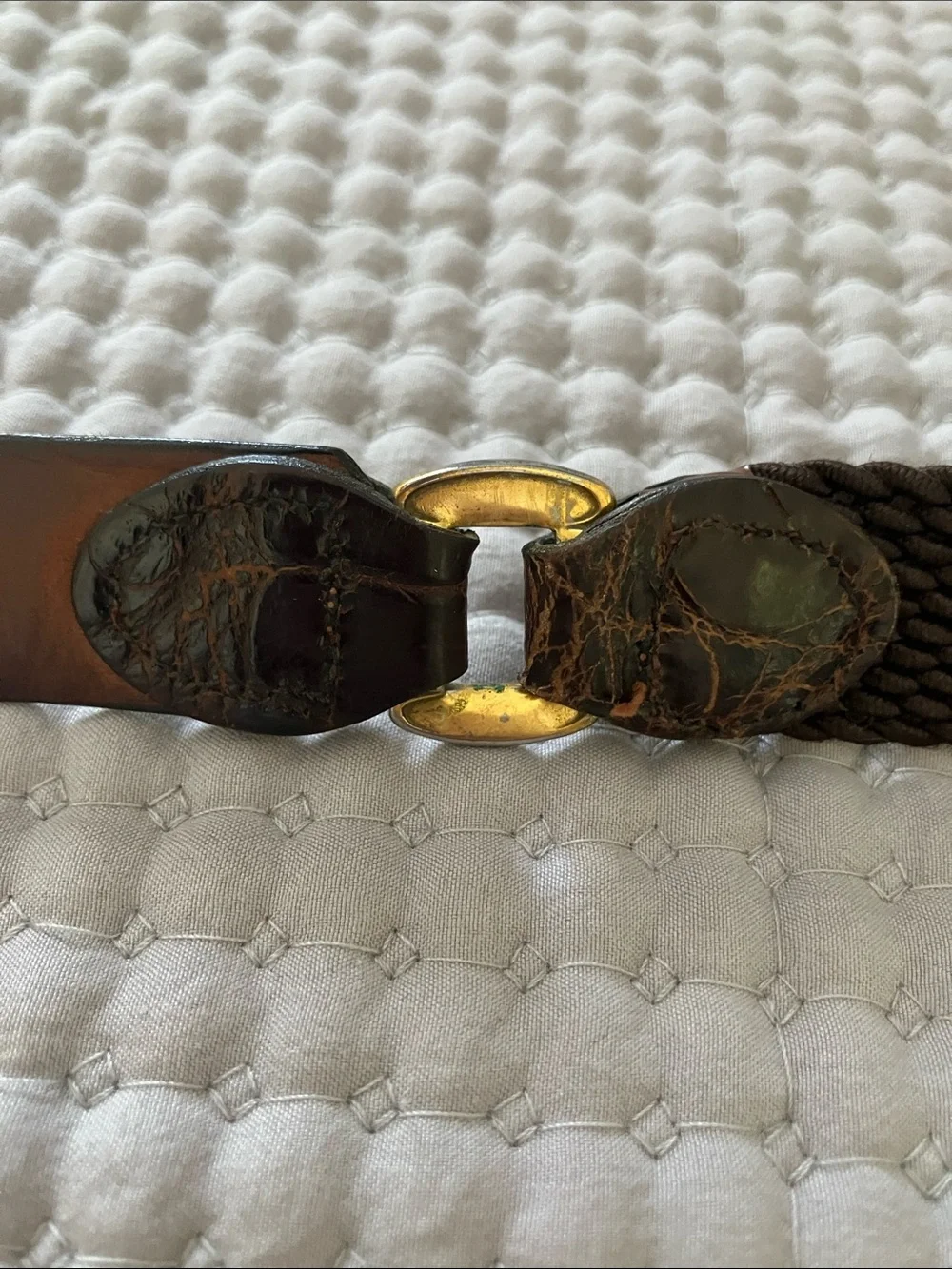 VTG Braided Brown Women's Belt with Gold-Tone Buckle